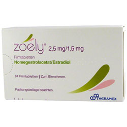 Emballage de 84 comprimés oraux pelliculés Zoely 2,5mg/1,5mg acétate de nomégestrol/estradiol