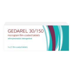 The Gedarel® box comes with 63 film-coated tablets of 30mcg/150mcg estradiol/dydrogesterone.