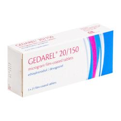 Box of Gedarel® comes with 63 film-coated tablets of 20mcg/ 150mcg estradiol/dydrogesterone