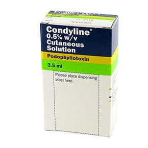 Condyline® 0.5% w/v cutaneous solution of podophyllotoxin, 3.5ml