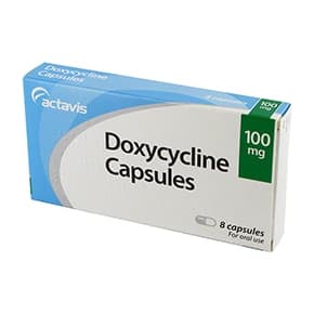 Package of Doxycycline 100mg contains 8 capsules