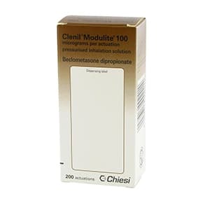 Box of Clenil® Modulite® 100mcg beclomethasone dipropionate preventer