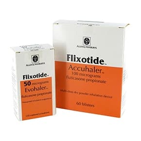 Box of Flixotide Evohaler 50 micrograms (fluticasone propionate)