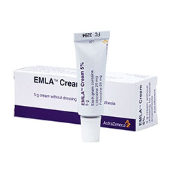 Box of Emla cream 5% (lidocaine/prilocaine) 5g tube