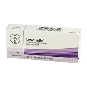 Box of Levonelle® 1500 microgram levonorgestrel oral tablet