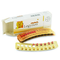 Offene Logynon Packung mit Blisterpackungen 