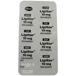 Rückseite der Blisterpackung von Lipitor Atorvastatin 10mg 
