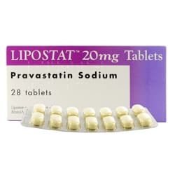 Lipostat 28 mal 20mg Tabletten mit Pravastatin Verpackung und Blisterpackung