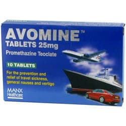 Avomine 10 mal 25mg Tabletten mit Promethazin Verpackung
