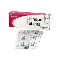 Packung von Lisinopril 2,5mg Tabletten mit Blisterpackungen 