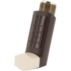 schwarzer Inhalator mit weißer Mundkappe