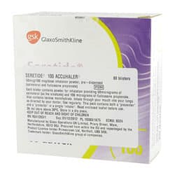 Rückseite der Packung von Seretide 100 Mikrogramm Accuhaler 