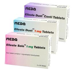 3 Packungen von Elleste Solo 1mg, Elleste Duet 1m, Elleste Duet Conti Tabletten