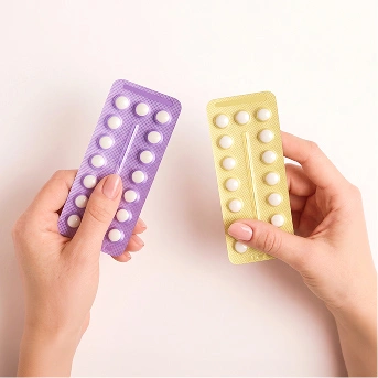 pills with hand