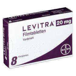 Packung von Levitra 20mg 8 Filmtabletten