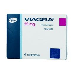 Packung von Viagra 25mg Sildenafil 4 Filmtabletten