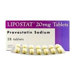 Lipostat 28 mal 20mg Tabletten mit Pravastatin Verpackung und Blisterpackung