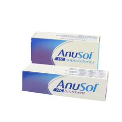 Anusol HC Salbe und Zäpfchen mit Hydrocortison (Cortisol) Verpackungen