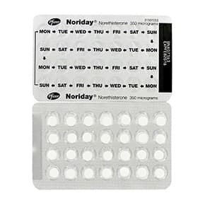 Forside og bagside Noriday® 350mcg tabletter blisterpakker