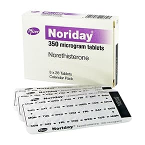 Noriday® 350mcg Norethisterone tabletkalenderpakke inkluderer en blisterstrimmel