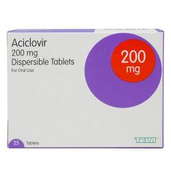 Pakke med 25 tabletter aciclovir 200 mg