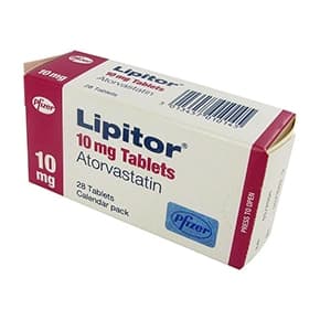 Pakke med 10 mg Lipitor tabletter