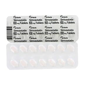 Forside og bagside af Simvastatin blisterpakke
