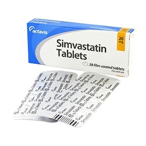 Pakke med Simvastatin tabletter og blisterpakke