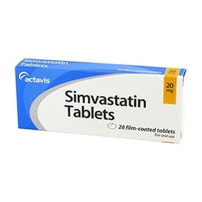 Pakke med Simvastatin tabletter