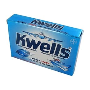 En pakke Kwells® 300mcg hyoscine hydrobromid 12 tabletter