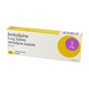Amlodipin pakke med 28 filmovertrukne tabletter af 5 mg ampodipin fra Teva