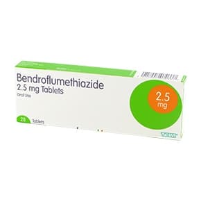 Bendroza pakke med film overtrukne tabletter, 1.25 mg Bendroflumethiazide og 573 mg kaliumchlorid