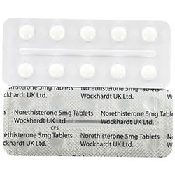 Blisterstrimler af Norethisteron 5 mg tabletter