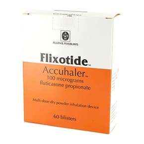 Pakke med Flixotid accuhaler 100 mikrogram (fluticasonpropionat)