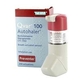 Pakke indeholdende 200 aktivering af QVAR® 100 med Autohaler® Preventer
