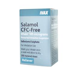 Pakke med 100 microgram Salbutamol inhalator