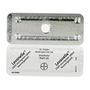 Forside og bagside Levonelle® 1500 mikrogram tabletter blisterpakker