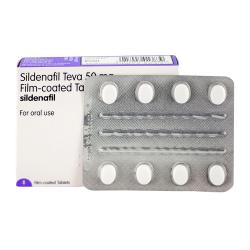 Pack contient 8 comprimés de sildénafil teva 50 mg enduits de film avec une bande de cloques