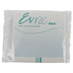 Vue de face du sachet de patch transdermique Evra