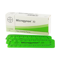 Boîte de pilules Microgynon avec des plaquettes thermoformées