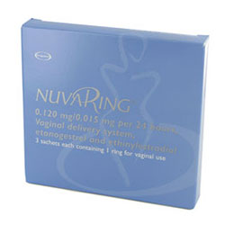 Boite de 3 sachets NuvaRing 0.120 mg/ 0.015 mg ethinylestradiol/ ethonogestrel