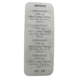 Azithromycin 500 mg qid