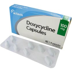 Boite de gélules Doxycycline avec emballages blisters