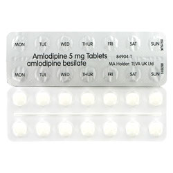 Vue avant et arrière d'une plaquette de comprimés Amlodipine 5 mg