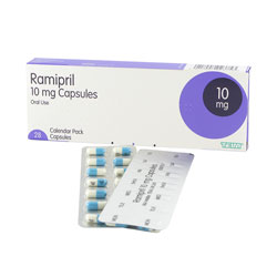 Vue avant et arrière de l'emballage blister des gélules de 10 mg de Ramipril