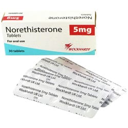 Boite de comprimés Norethisterone avec emballages blisters