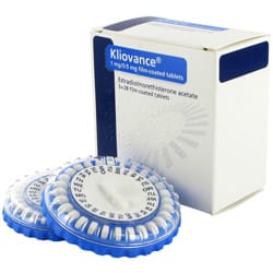 Boîte de Kliovance 1mg/0,5mg avec comprimés de calendrier