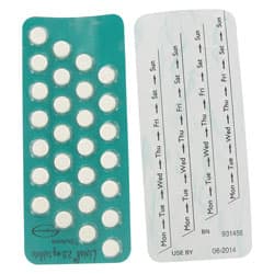 Vue avant et arrière des blisters de comprimés Livial