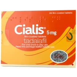Förpackning 28 st Cialis filmdragerade tabletter 5mg tadalafil 