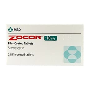 Paket med 10 mg zocor -tabletter